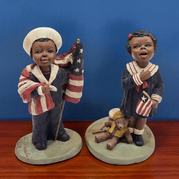 Hand-Signed M Holcombe USA Flag 1991 All Gods Children Patriotic Billie & Nellie - Picture 1 of 16